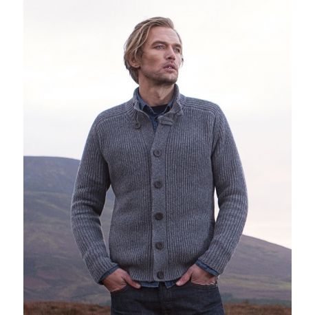 Ribbed Cardigan with saddle shoulders