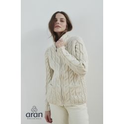 Aran Woollen Mills - Strickjacke mit Zip aus Supersoft Merinowolle